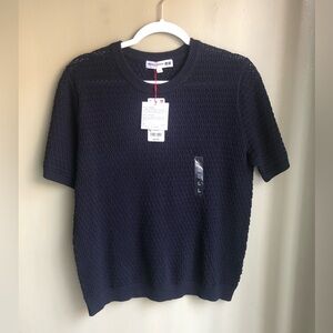 NWT! Uniqlo INES DE LA FRESSANGE Pointelle Short Sleeve Crew Neck SweaterSize: L